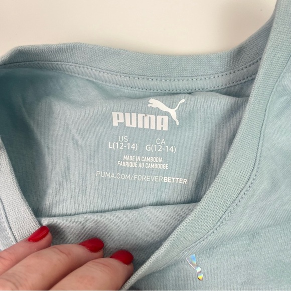 Puma Girls Blue with Mesh sides Tank Top Front Tie Sz Large 12/14 NWT - Picture 4 of 6